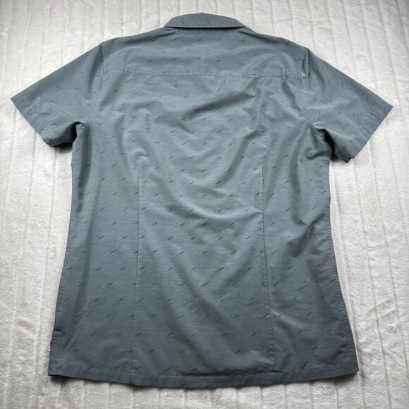 Vuori Shirt SS Bridge Button Down Mens L Blue All Over Print Stretch Performance - Picture 2 of 12